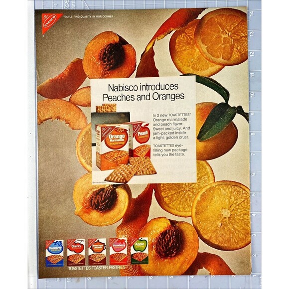 Nabisco Toastettes Toaster Pastry "Introduces Peaches and Oranges" Print Ad 1970 - Picture 2 of 3